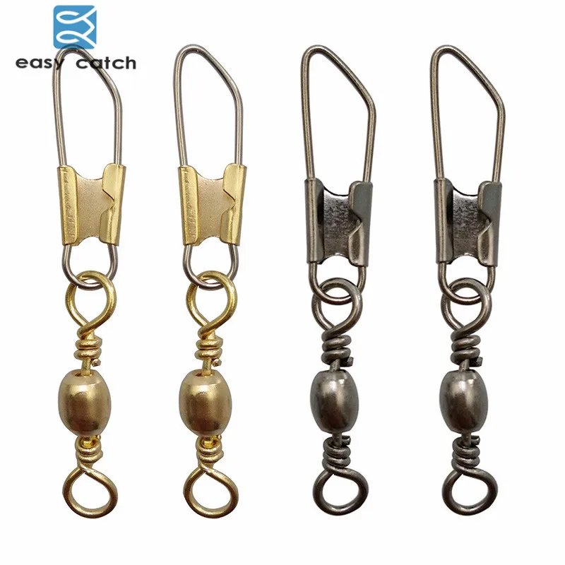 Buy Easy Catch 20pcs Barrel Fishing Swivel With Safety Snap Gold Black Brass