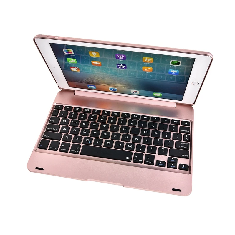 Для iPad Pro 9,7 дюймов A1673 Беспроводная Bluetooth клавиатура чехол для iPad Pro 9,7() планшетный ПК откидная крышка Подставка+ стилус - Цвет: rose gold