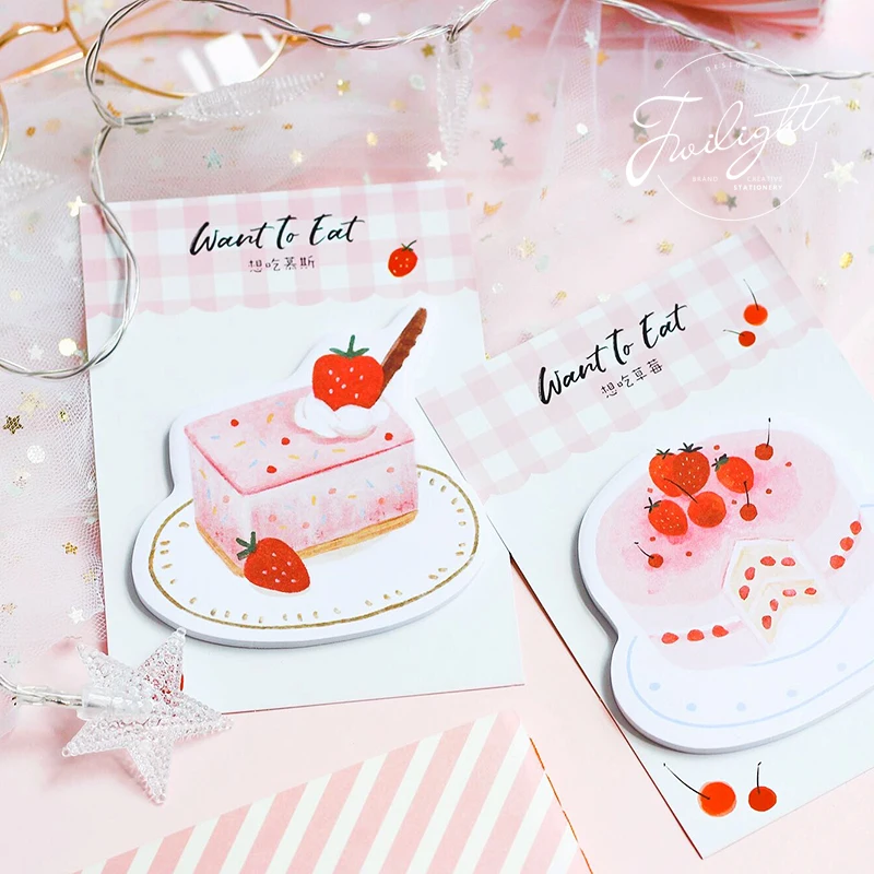 

Cute want to eat cake sticky memo pad notepad paper message note