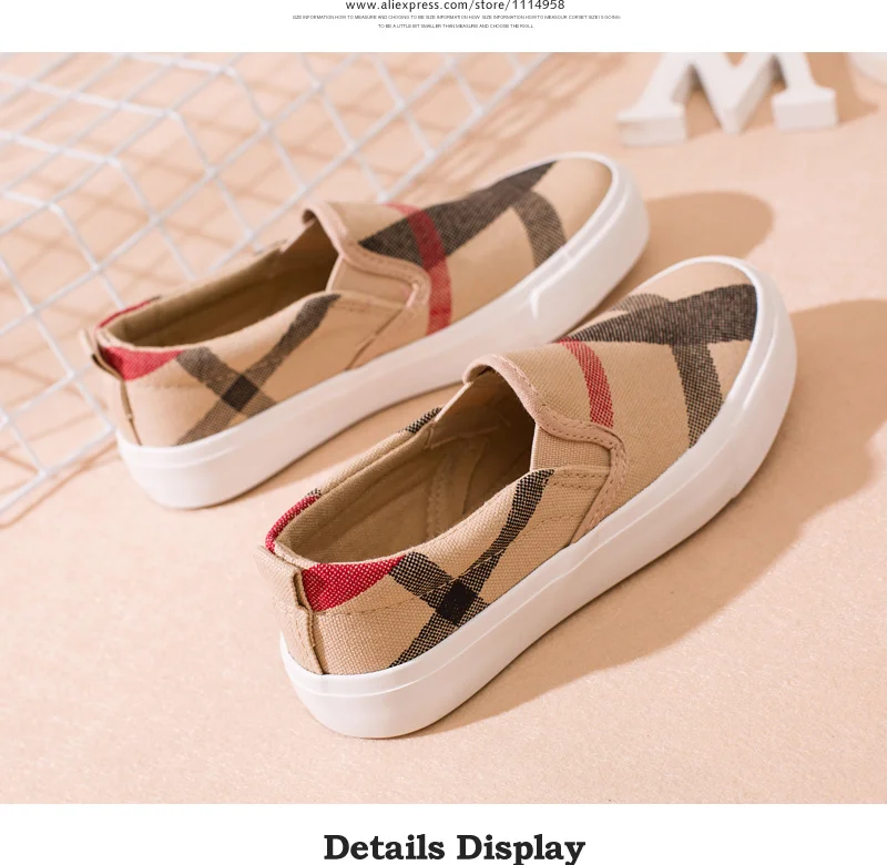 New 2018 Gingham Striped Children Shoes Brand Slip On Canvas Girls Boys Sneakers Fashion Rubber Anti Silppery Spring Kids Shoes 1702 (8)