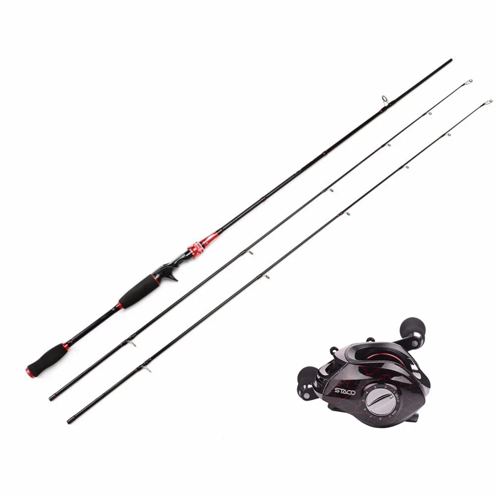 HiUmi 2 Pieces Casting Fishing Rod Pole With Baitcasting Reel Fishing Rod with Two Tips M ML Lure Fishing Rod and Reel Combo