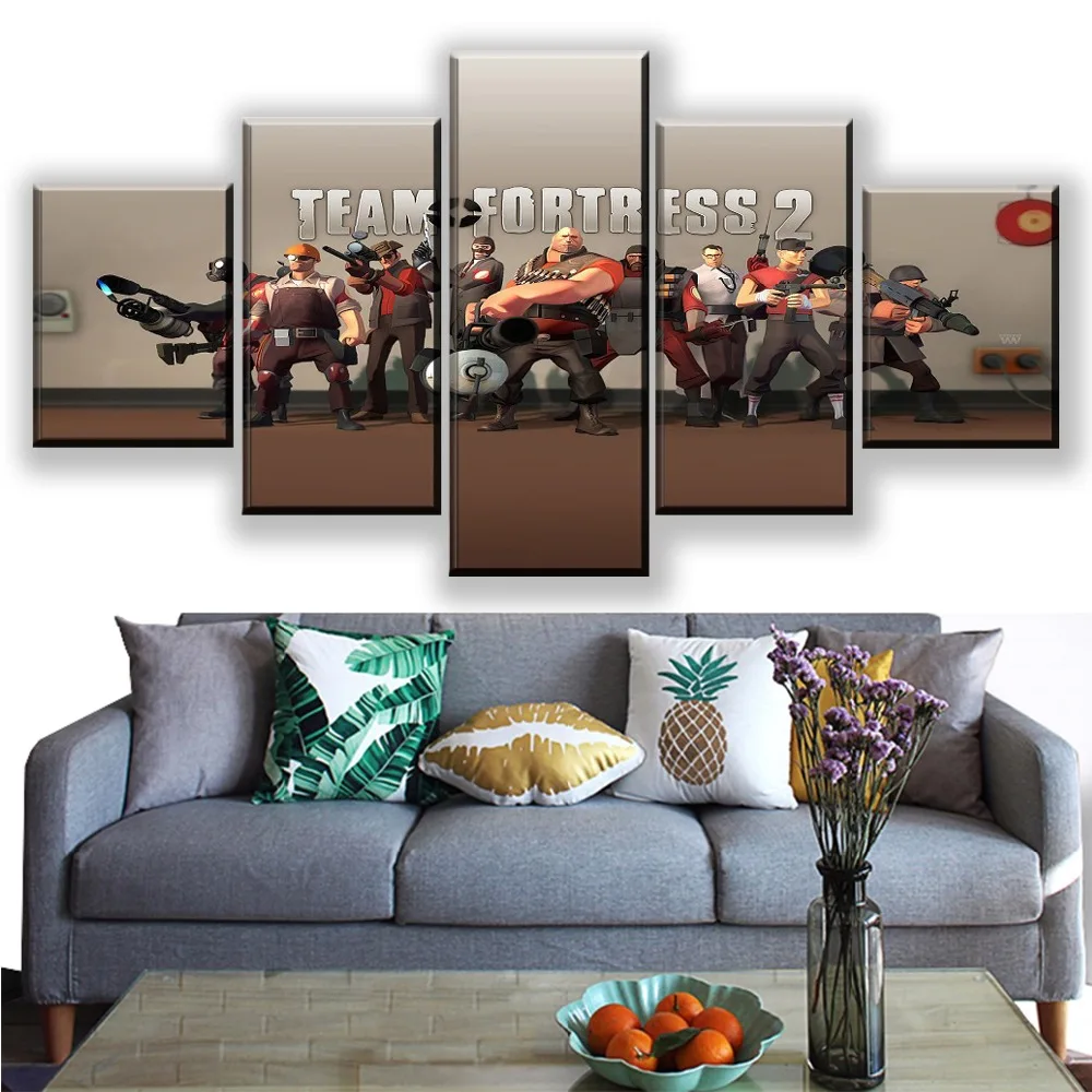 

HD Printed Poster Decor Modular Pictures Framework 5 Panel Canvas Print Game Team Fortress 2 Painting Modern Wall Art Home Decor