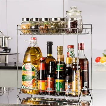 

Double Seasoning Shelf Kitchen Goods Shelf Two Seasoning Boxes Seasoning Bottles Receiving Shelf Household Storage Shelf