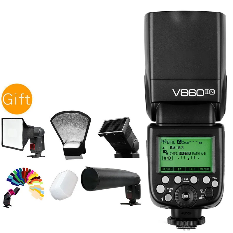 DHL Godox Ving V860II V860II-N E-TTL HSS 1/8000 литий-ионный аккумулятор Speedlite вспышка+ X1T-N передатчик для Nikon DSLR+ подарочный комплект - Цвет: V860IIN