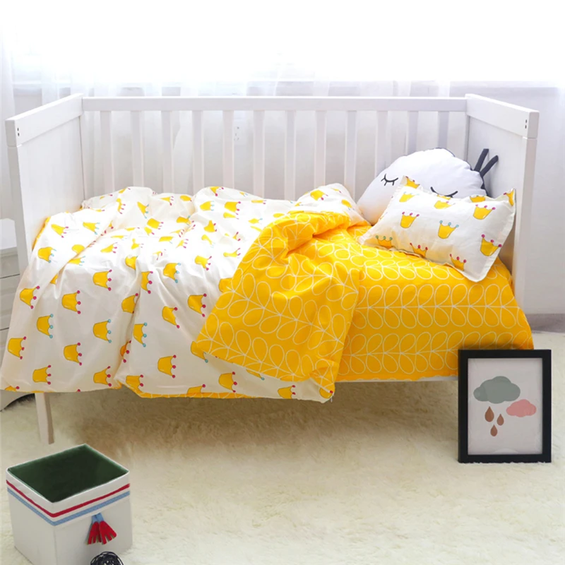Harga 3 pcs Anak Baby Bedding Set Murni Katun Lembar + Selimut Penutup + Sarung Bantal Anak Bayi Crib Bedding Nursery Set