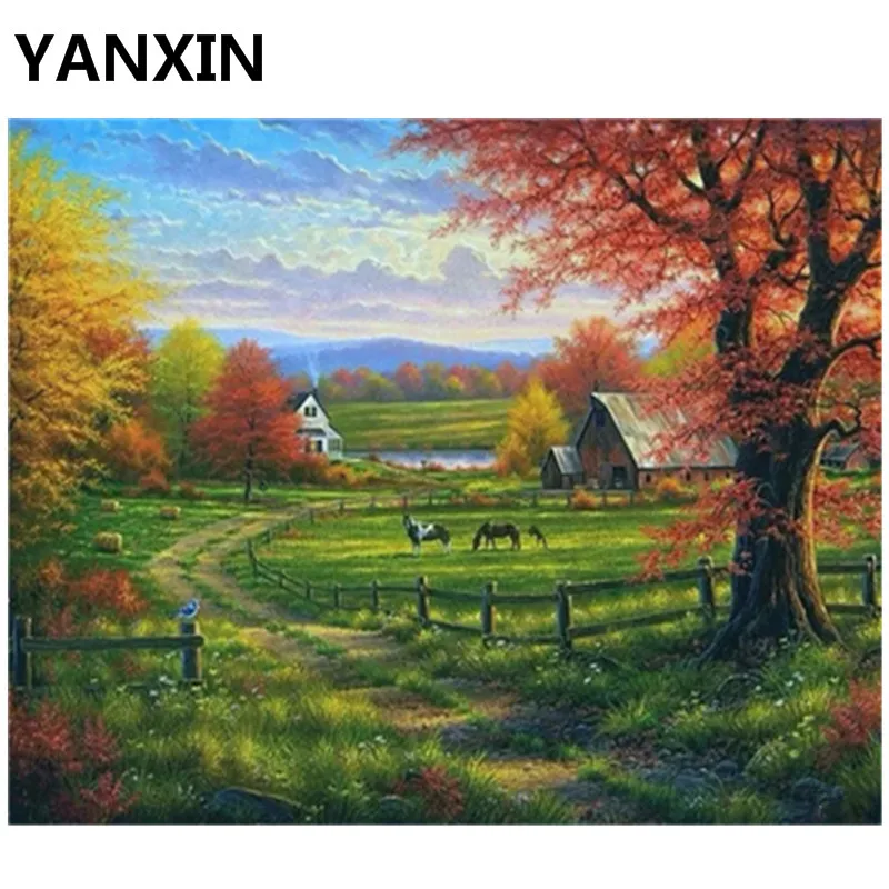 

YANXIN DIY Frame Painting By Numbers Oil Paint Wall Art Pictures Decor For Home Decoration