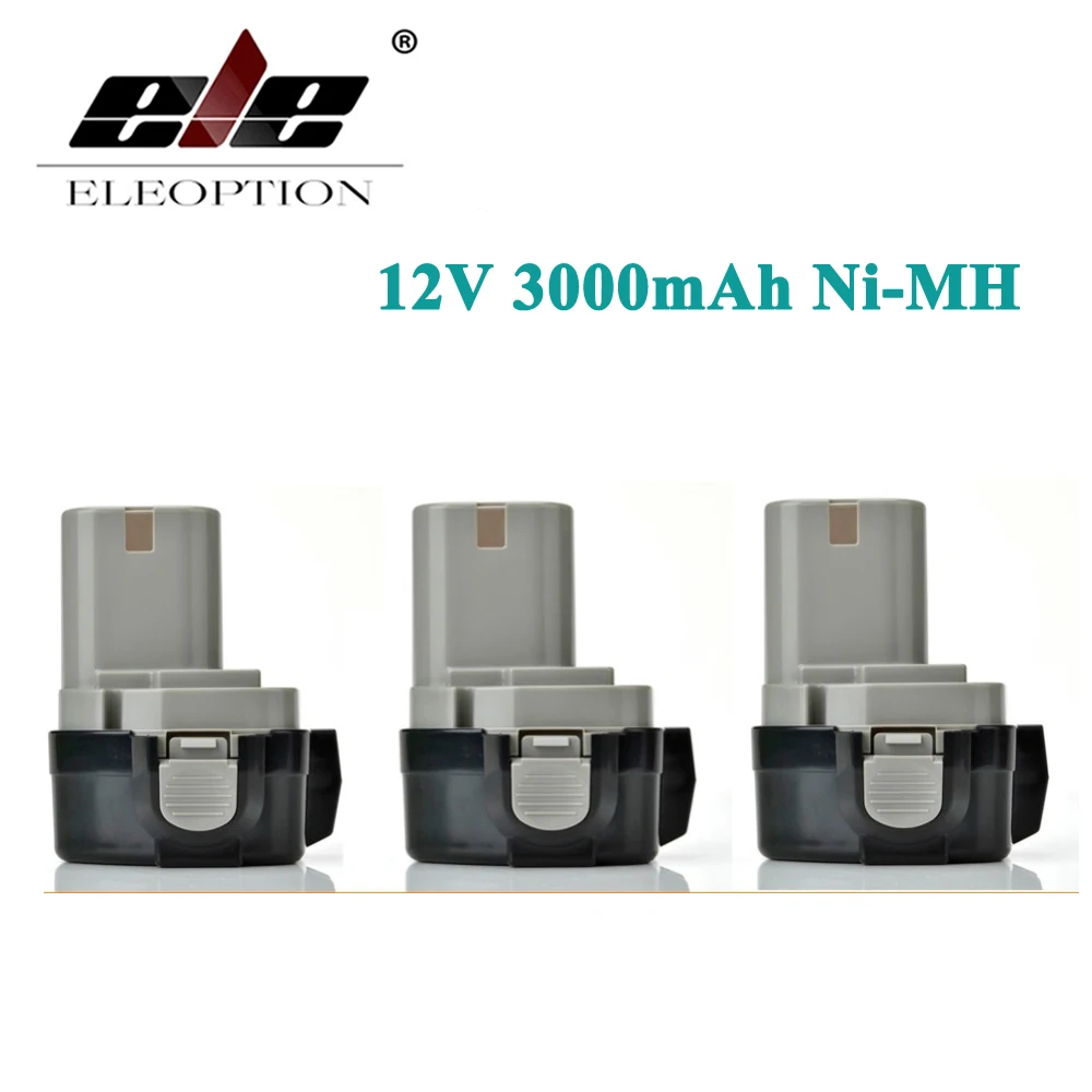

ELEOPTION 3PCS 12V Extended Ni-MH 3.0AH 3000mah for MAKITA Battery 1234 1233 1235F 192698-8 193157-5 Battries Cordless Drill Pow