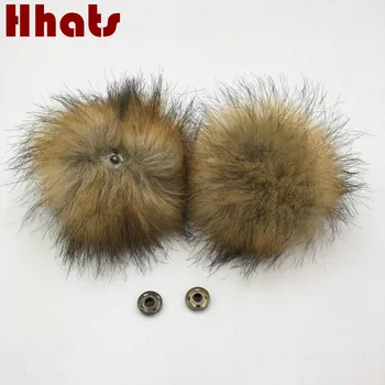 

Which in shower brown faux fur raccoon pompom ball with snap high quality fake fur pom pom for beanie hat bag shoes