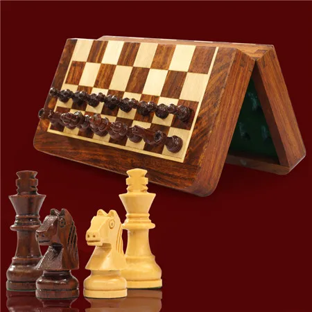 BSTFAMLY деревянный Шахматный набор игры, портативная игра международных магнитных шахмат, складная шахматная доска деревянные шахматы штук, LA9 - Цвет: Size M