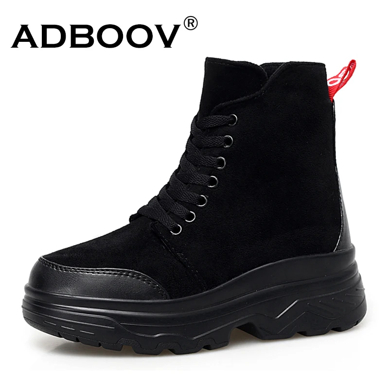 black platform boots flat
