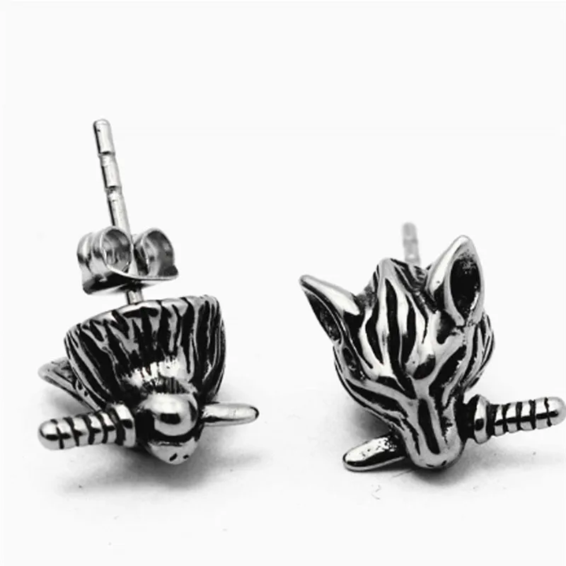 New Punk Design Wolf Earring Stainless Steel Men Jewelry Titanium