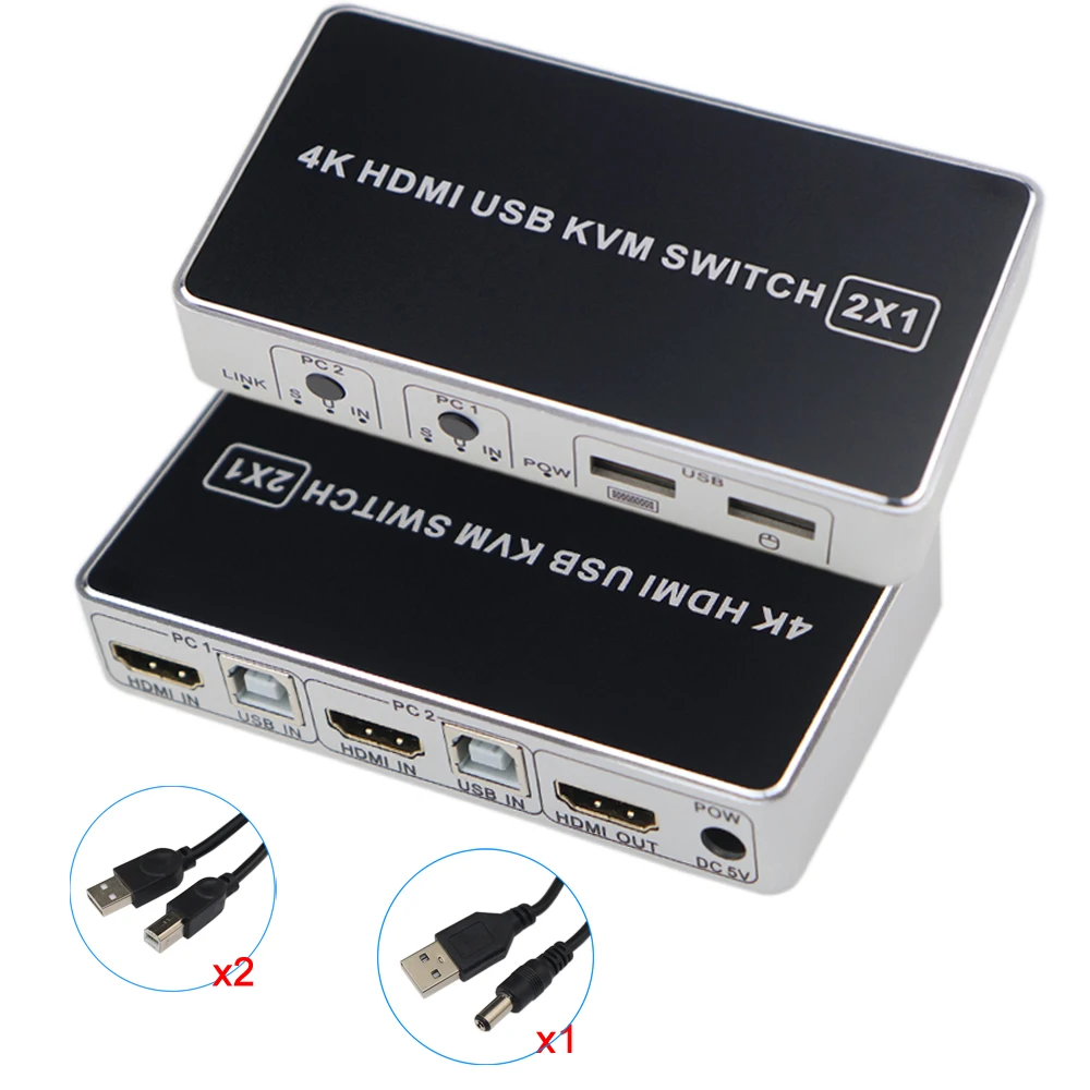 KVM переключатель Zeadow HDMI с 2 USB портами для ПК клавиатуры мыши поддержка порта 4K @ 30Hz
