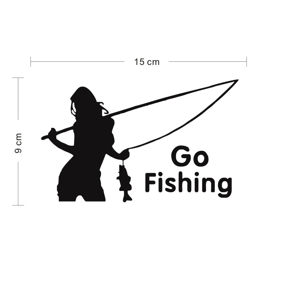 Cunymagos Outdoor Sports Car Stickers GO FISHING Beauty Fishing Decorative Stickers Car Styling Wall Motorcycle Sticker 15CM9CM (2)