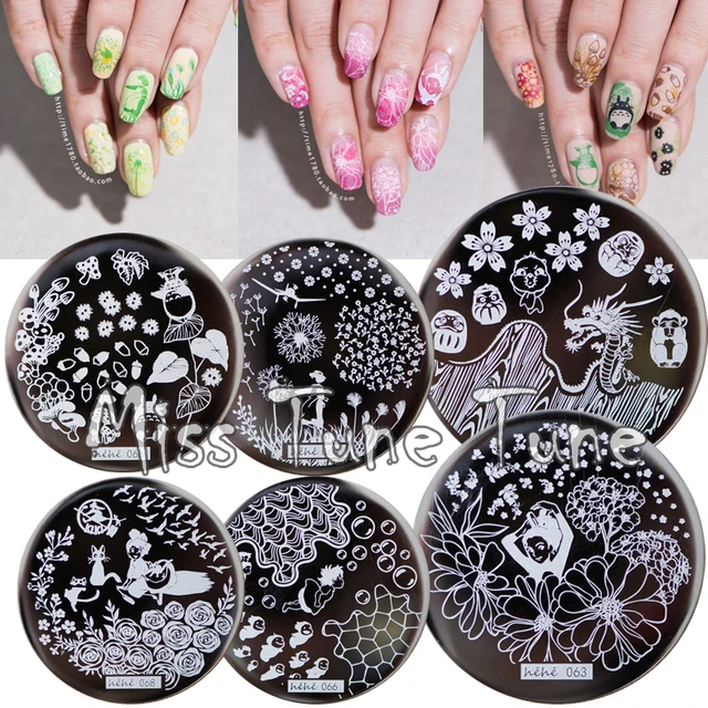 12pcs Set New Nail Stamping Plates Template Anese Animation 12pcs Set New Nail Stamping Plates Template Anese Animation Flower Garden Pattern Image Small Size