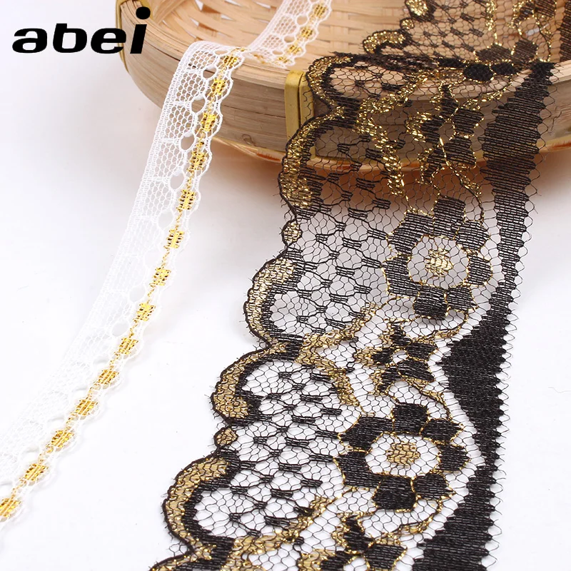 10Yards Gold Lace Embroidered Ribbon Soft Net Lace Trim Fabric Handmade DIY  Sewing Decoration Wedding Party Supplies