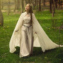 Шифоновая Свадебная накидка с капюшоном, накидка в богемном стиле, свадебная шаль, длинная куртка, свадебные аксессуары DJ005