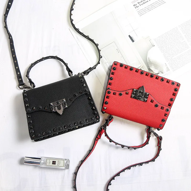 

Rivet Small Vintage Leather Handbags Women Crossbody Shoulder Messenger Bags Famous Brands For 2018 Bolsas Feminina Sac Mujer