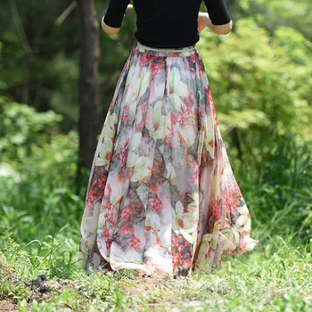 

Saia Limited Rushed Patchwork Free Shipping Free 2019 Summer Holiday Beach Code Printed Chiffon Skirt Bohemian Fairy Skirts