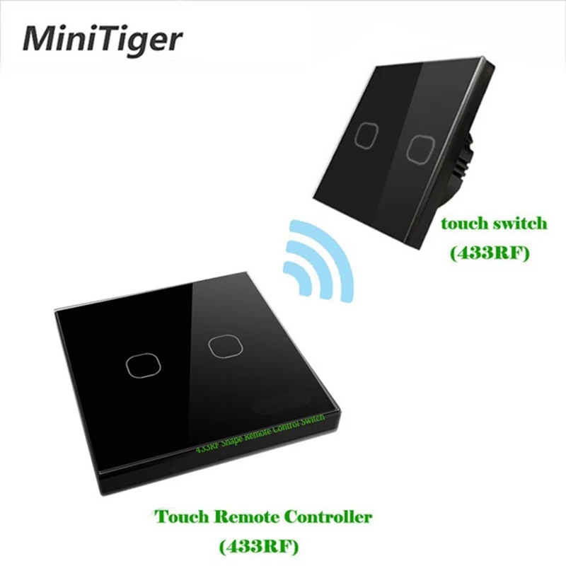 Minitiger стандарт ЕС 1/2 банда 2 Пути беспроводной дистанционный настенный светильник сенсорный переключатель беспроводной палкой дистанционный сенсорный переключатель - Цвет: MT-S601-F02-B