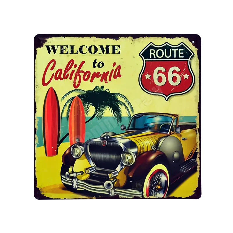 Route 66 винтажные металлические оловянные автомобильные декоративные тарелки