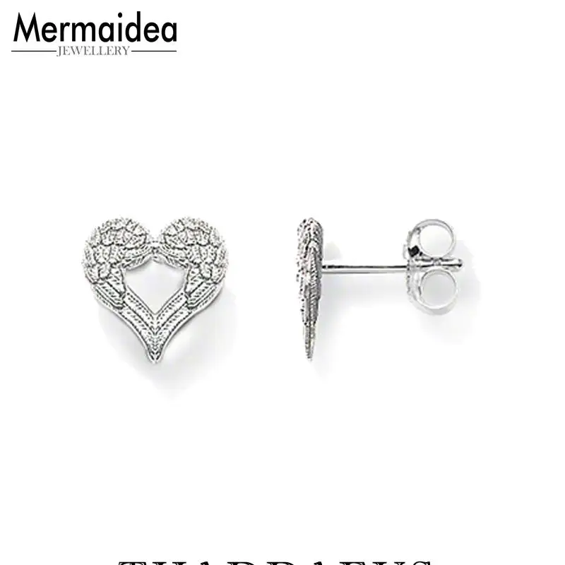 

Wings Heart Stud Earrings Fashion Good Jewerly For Women 2019 Gift 925 Sterling Silver Super Deals