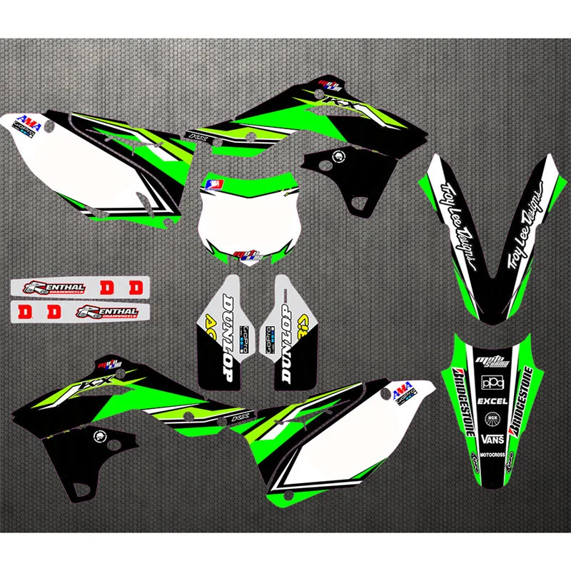 

For Kawasaki KX250F KXF250 2013 2014 2015 2016 KXF 250 KX 250F Free Customized Number Gloss GRAPHICS & BACKGROUNDS DECAL STICKER