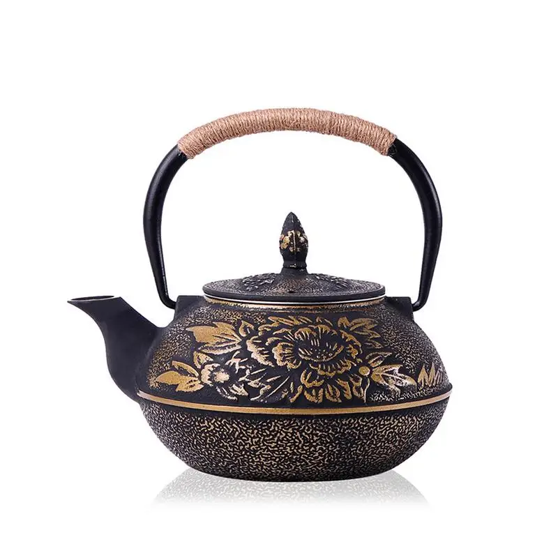 900 мл чугунный винтажный чайник китайский чайный набор кунг-фу Чайник Пуэр кофеварка для дома и офиса чайник - Цвет: Iron