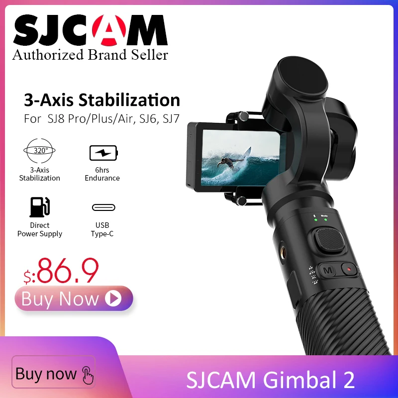 

New SJCAM Handheld GIMBAL 3 Axis Stabilizer Bluetooth Control Type C SJ-Gimbal 2 for SJ6/SJ7/SJ8 Pro/Plus/Air Action Camera