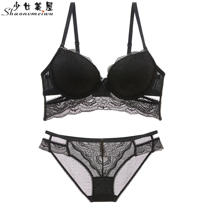 Beste Shaonvmeiwu Sexy bh set met kant diepe V verzamelde te verleiden lingerie dames zomer dunne beha