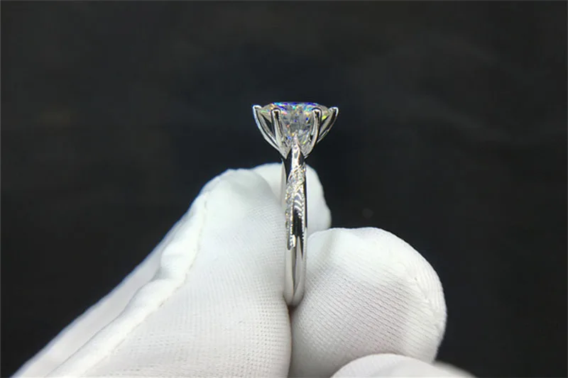 3 карата свадебное Moissanite кольцо с настоящим бриллиантом 18K 750 Белое золото D Цвет VVS MO-005