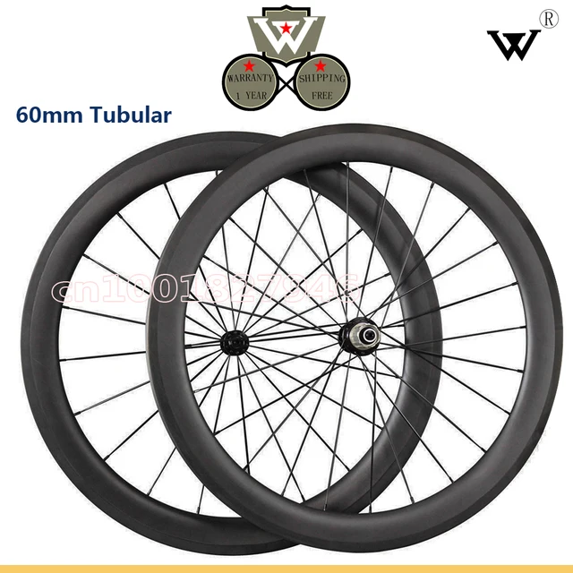 Cheap W Carbon Wheels 60mm Tubular Width 23/25mm 700C Road Bike Carbon Wheelset 60mm Carbon Tubular Wheelset Bicycle Wheels