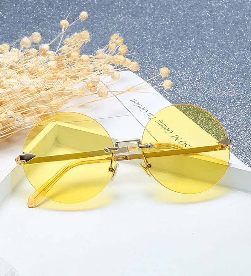Runbird Винтаж ретро круглые оправы Солнцезащитные очки для женщин Для женщин супер свет стрелка Солнцезащитные очки для женщин желтый