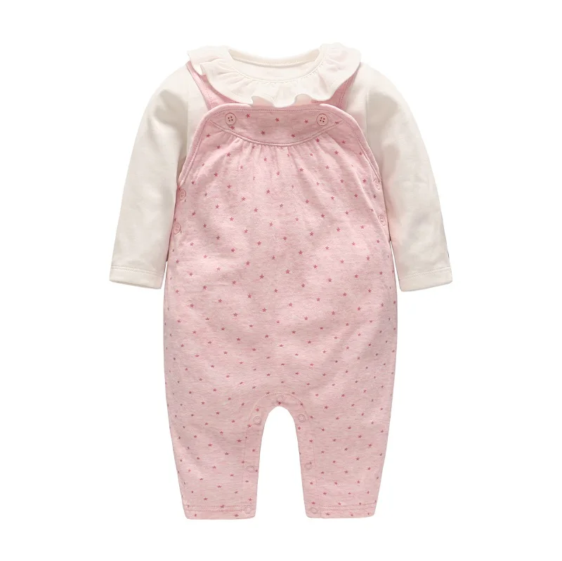 Vlider/комбинезон для маленьких девочек и штаны, комплект, плотная Одежда для новорожденных милый хлопковый комплект из 2 предметов с длинными рукавами, комбинезон для маленьких девочек - Цвет: Pink