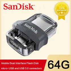 SanDisk OTG USB 3,0 двойной мини-накопитель 64 ГБ 128 ГБ USB флеш-накопитель 32 Гб 16 Гб PenDrives для ПК и телефонов Android памяти U диск