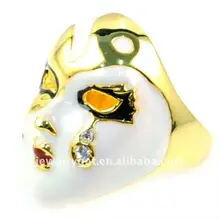 Fashion Gold Plated Peking Opera mask steampunk jewelry ring , cubic zirconia rings for women , RN-597