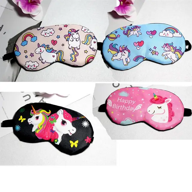 4pcs Sleep Eye Mask Unicorn Lightweight Cartoon Eye Patch Soft Eye Mask Blindfold for Sleeping Nap Spa Travel