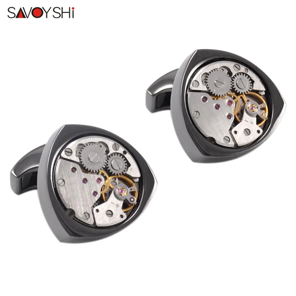 Najtaniej SAVOYSHI Metal Steampunk zegarek ruch spinki do mankietów spinki do mankietów spinki do mankietów spinki do mankietów dla mężczyzn wysokiej jakości marki mankiety akcesoria darmowa DIY nazwa