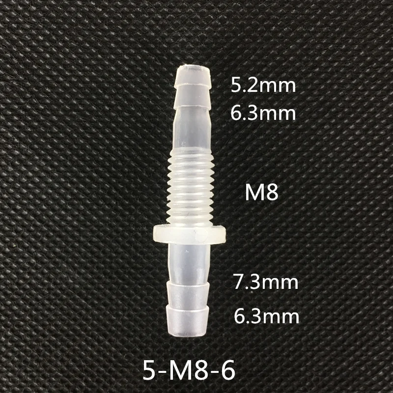 5 M8 6 Plastic Barbed Connector Straight Tube Hose Pipe Fittingsin