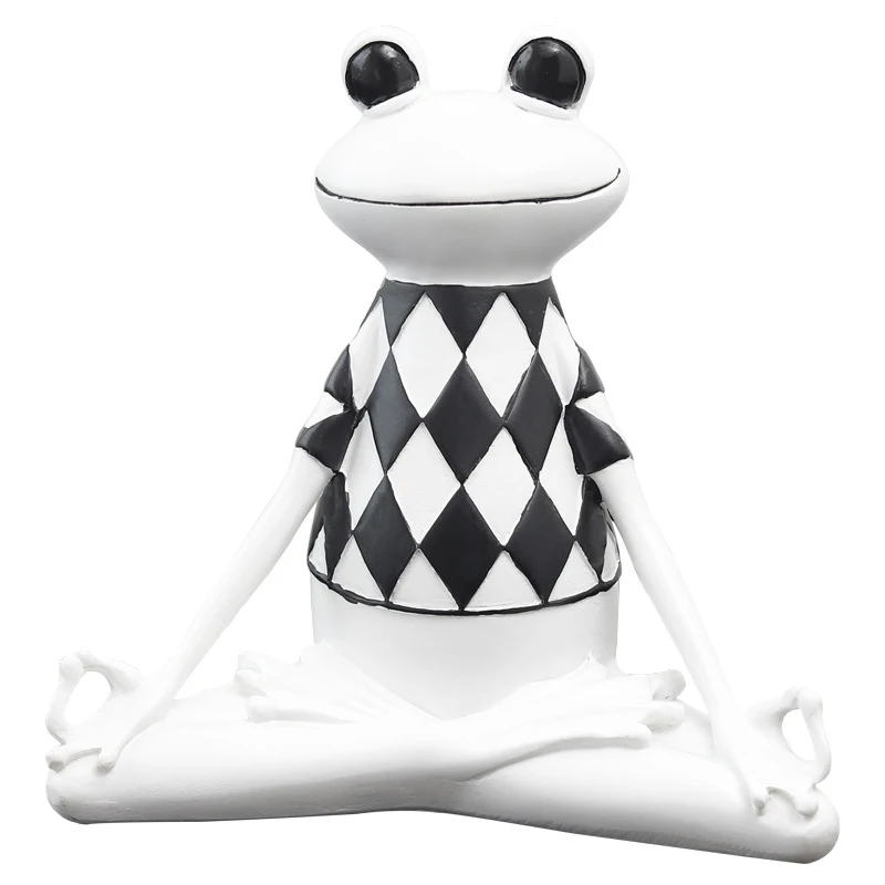 

Cartoon Frog Animal Model Figurine Crafts Resin Practicing Yoga Figure Home Decor Miniature Fairy Garden Decoration Accessories