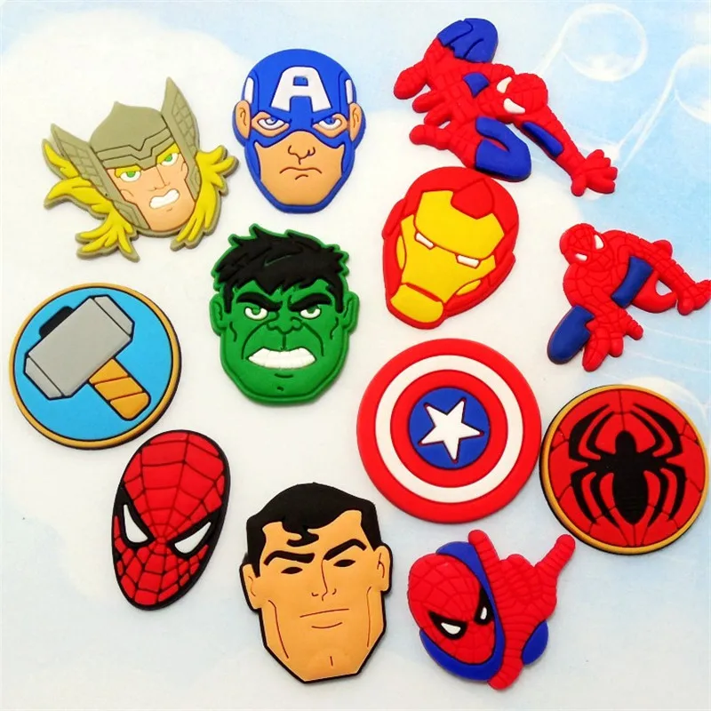 100 шт. анимация Marvel of Avengers Капитан Америка Человек паук Flatback Аксессуары DIY Croc Shoe