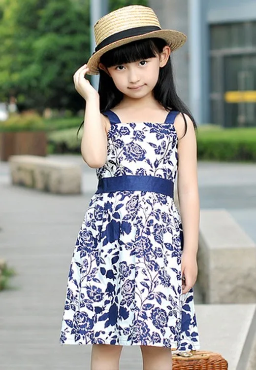 

free shipping (1piece /lot) 100% cotton 2016 rose dress for baby girl(7-10 year old )