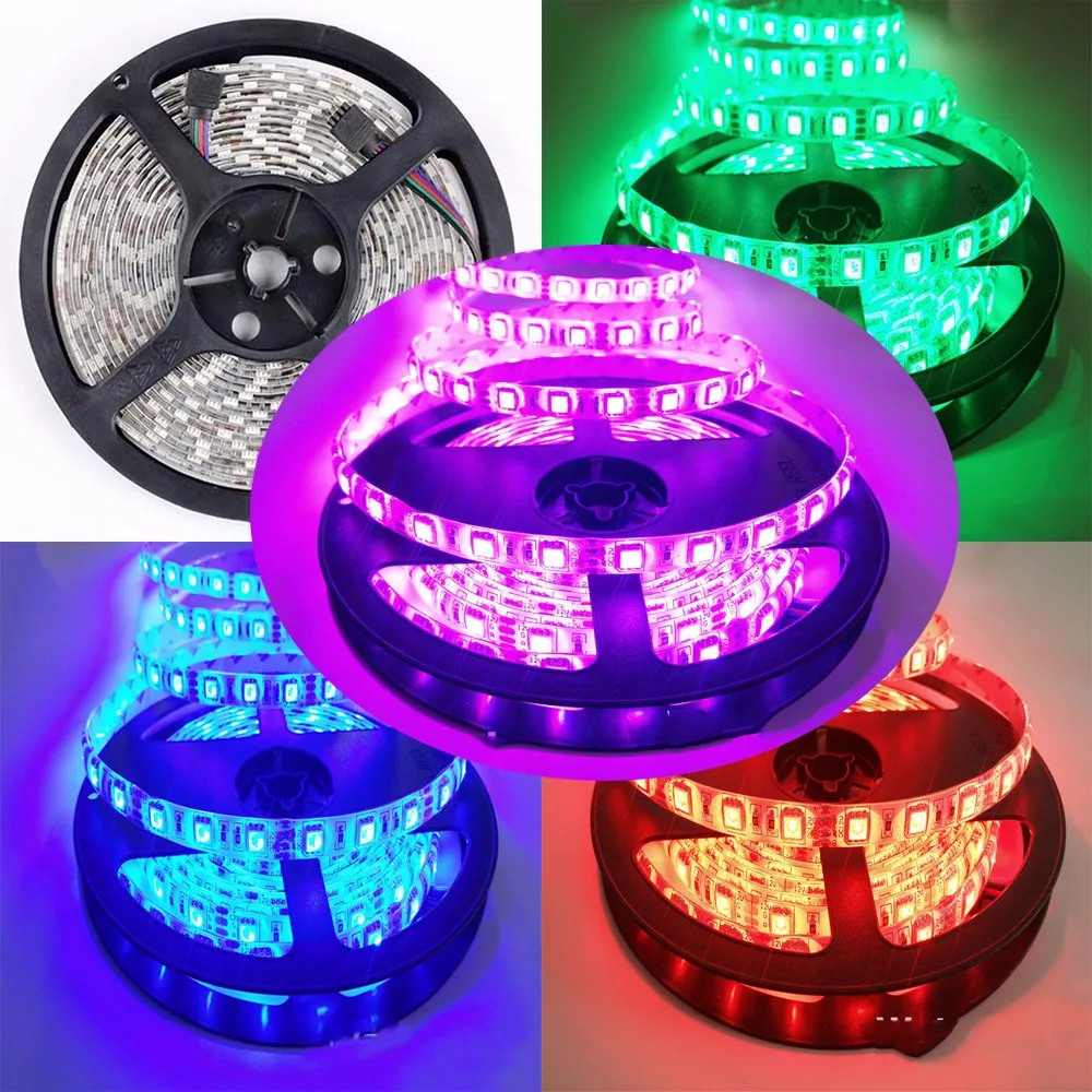 15 м 10 м 20 м SMD 5050 RGB Водонепроницаемый Светодиодные ленты 60LED/M диода Клейкие ленты Тирас fita DC12V rf RGB пульт дистанционного управления Wrieless диммер Мощность