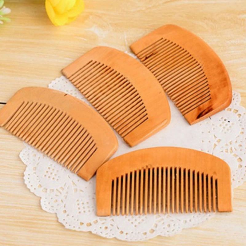 Natural Wide Tooth Wood Comb Peach Wood Wooden Hair Brush No-static Massage Hair brushes Health 9cm Wood Hair Comb Styling Tools