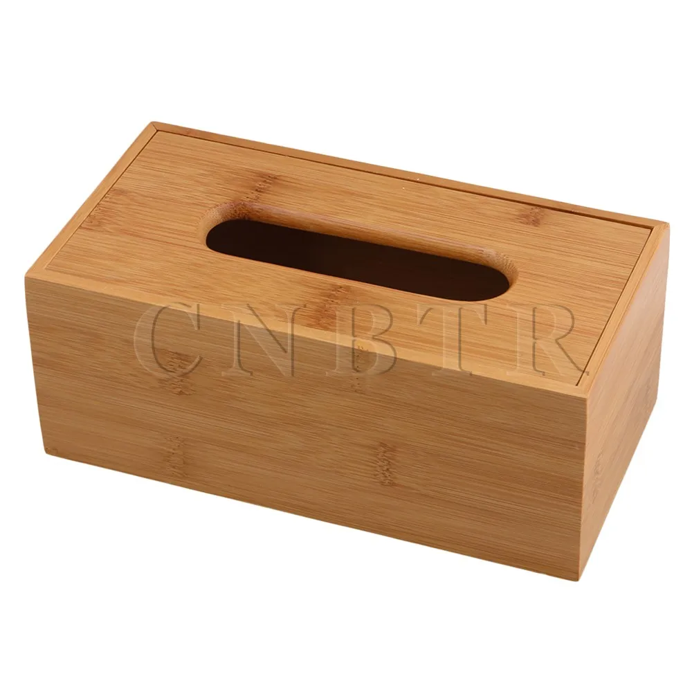 

220MM BQLZR Flip-type Home Office Bath Bamboo Tissue Napkin Case Cover Holder