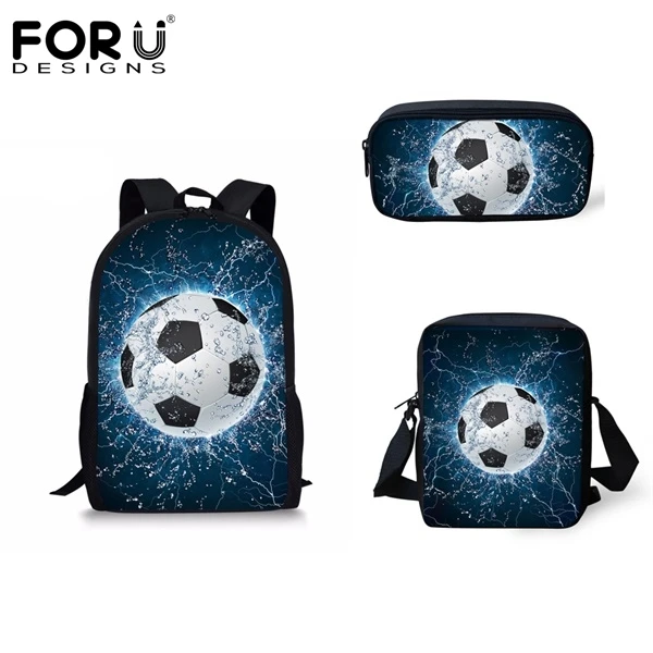 FORUDESIGNS/детей школьные ранцы для мальчиков 3D Льда и Огня Soccerly/Ножной Мяч Узор ортопедический Рюкзак Детские книжные сумки 3 шт./компл - Цвет: HYQ031CEK