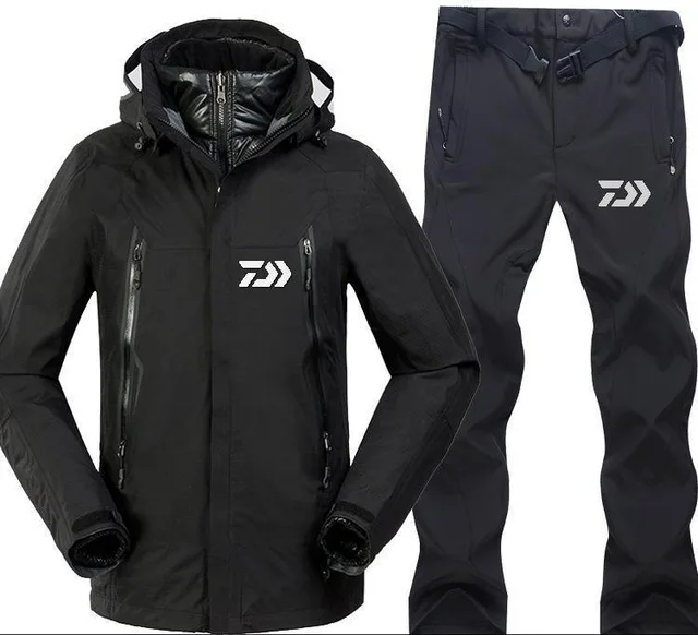 

2018 Daiwa Fishing Clothing Autumn Winter Men Sport Sets Hiking Fishing Jackets And Fishing Pants Fleece Warm Outdoor Down Coats