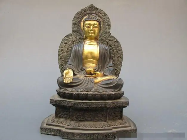 

Tibet Folk Temple Bronze Gold Tathagata Shakyamuni RuLai Buddha Sakyamuni Statue