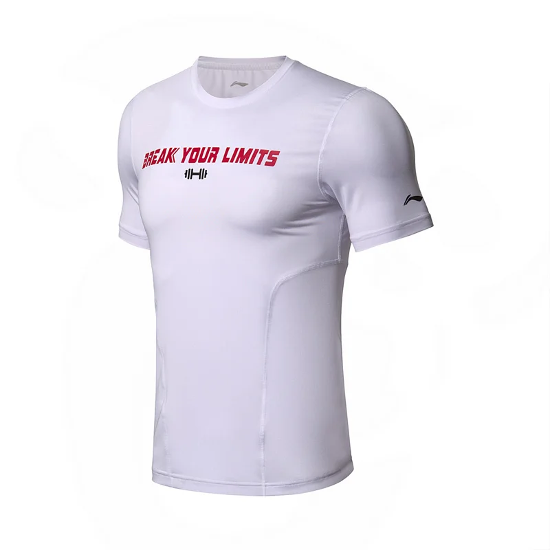 Li-Ning мужские тренировочные серии спортивные слойные футболки дышащие облегающие 86% полиэстер 14% спандекс подкладка Спортивная футболка ATSN077 MTS2813 - Цвет: ATSN077-1H