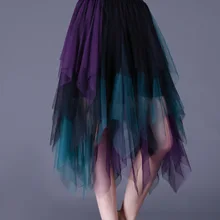 Юбка-пачка с высокой талией, плиссированная, асимметричная, контрастная, цветная, сетчатая, кружевная, женская, модная, бохо, Сексуальные вечерние, повседневные, летние, корейские