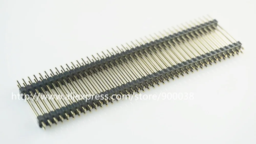 500pcs 19 mm Height 2x40 P 80 Pin 2.54mm Pin Header male dual row dual plastic base insulator straight through hole gold